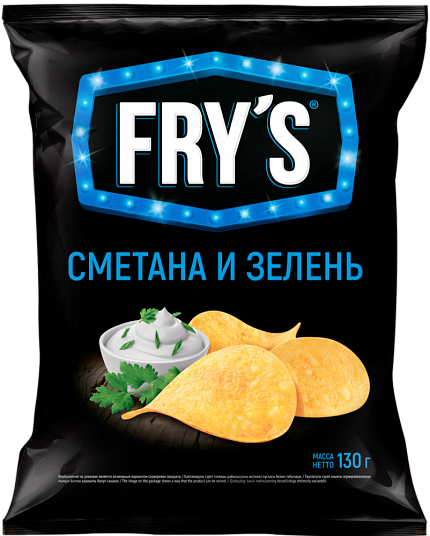Чипсы из натурального картофеля «FRY’S» со вкусом «Сметана с зеленью» 130г